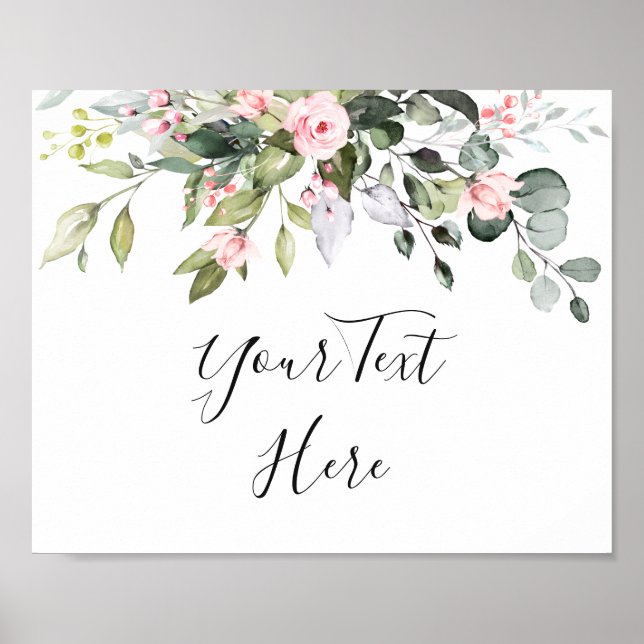 Affiche Élégant Aquarelle Eucalyptus Mariage Panneau perso (Devant)