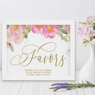 Affiche Élégant Aquarelle Floral Rose Gold Faveurs Signe