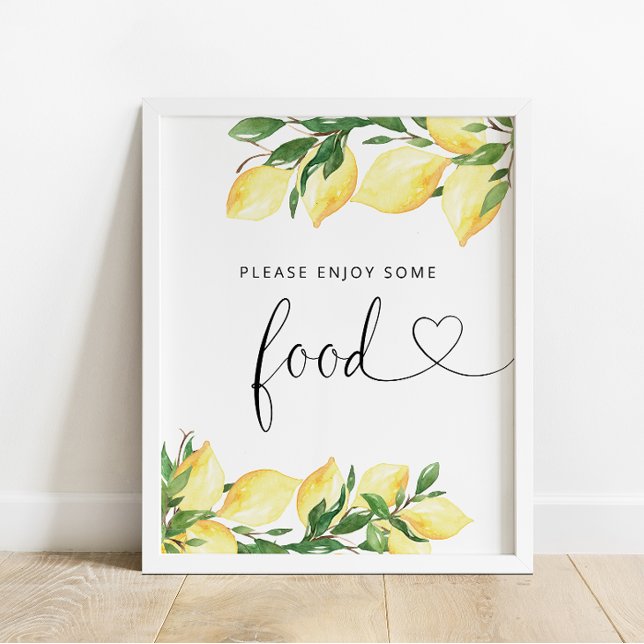 Affiche Élégant Aquarelle Lemon Panneau alimentaire (Créateur téléchargé)