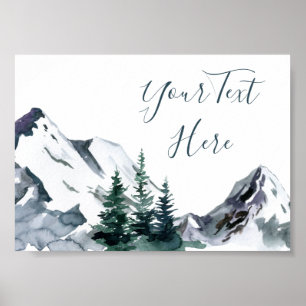 Affiche Elégant Aquarelle Montagnes Forêt Paysage Pos