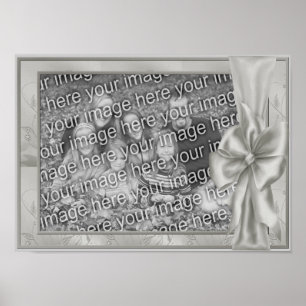 Affiche Elegant Argent Satin Bow Ajouter Votre Photo