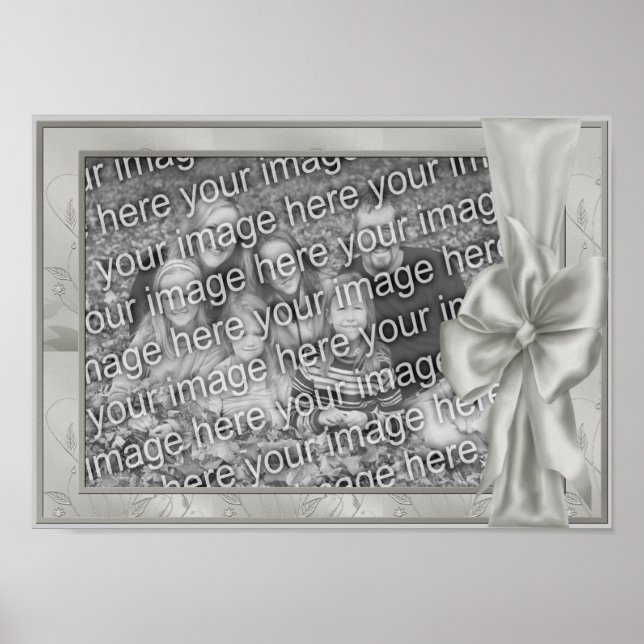 Affiche Elegant Argent Satin Bow Ajouter Votre Photo (Devant)