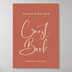 Affiche Elegant Argile rouge Guest book signe mariage