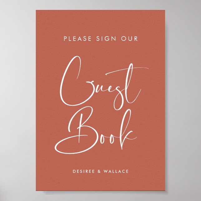 Affiche Elegant Argile rouge Guest book signe mariage (Devant)