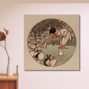 Affiche Élégant Art de Lapin Vintage Charme Cottagecore