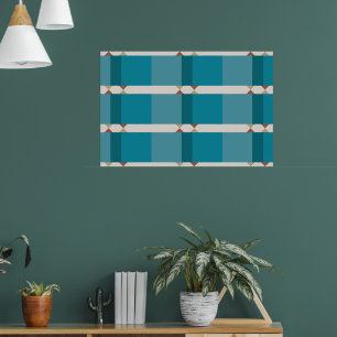 Affiche Elégant Art Géométrique Tons Terre Bleu gris Brown