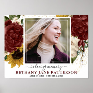 Affiche Elegant Autumn Floral Celebration of Life Funeral 