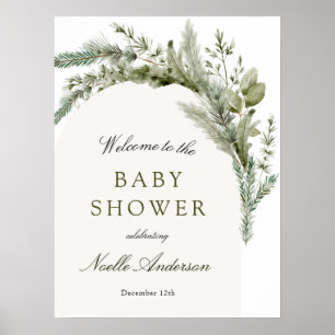 Affiche Elégant Baby shower Arc À feuillage persistant Bie