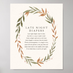Affiche Élégant Baby shower Automne Late Night Diapeurs