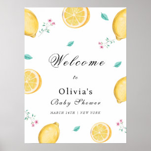 Affiche Élégant Baby shower Citrus Été Bienvenue