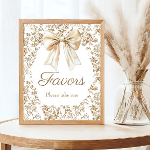 Affiche Elégant Baby shower Coquette Bow Chinoiserie