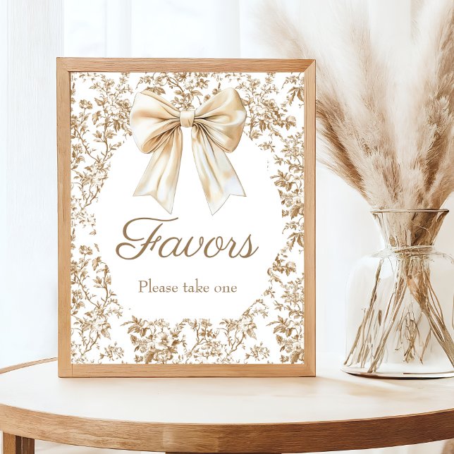 Affiche Elégant Baby shower Coquette Bow Chinoiserie (Créateur téléchargé)