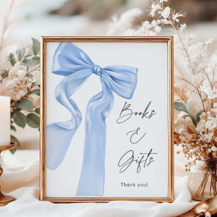 Affiche Élégant Baby shower de boue bleue Livres et cadeau