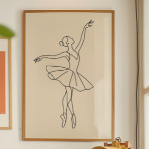 Affiche Élégant Ballet Dancer Line Art Print, minimaliste