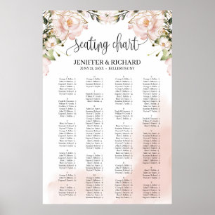 Affiche Élégant banquette à fleurs rose vif