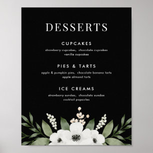 Affiche Élégant bar de dessert botanique fleuri Menu Signe