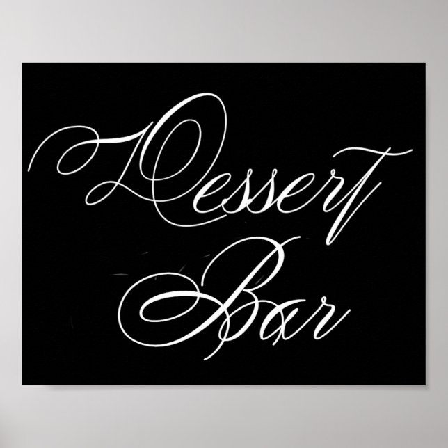 Affiche Élégant bar-dessert Script blanc | Signal horizont (Devant)