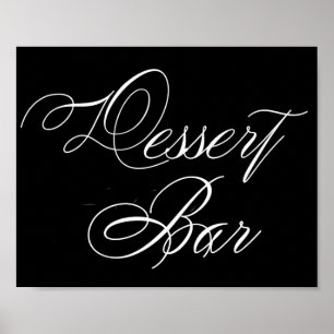 Affiche Élégant bar-dessert Script blanc Signal horizont