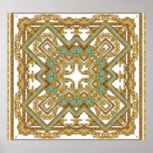 Affiche Elégant baroque doré, design ornemental.