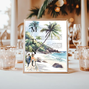 Affiche Elégant Beach Classic Mariage Bar Menu