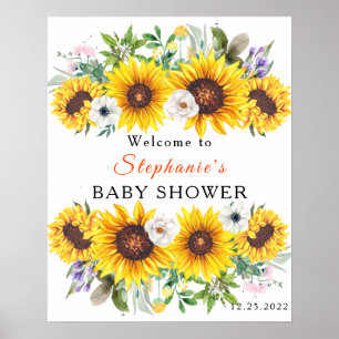 Affiche Élégant bébé Fleur de tournesol jaune douche