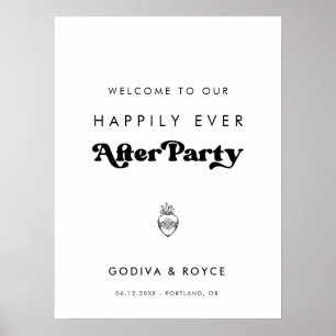 Affiche Elégant Bienvenue à notre Happy Ever After Party