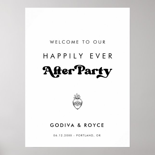 Affiche Elégant Bienvenue à notre Happy Ever After Party (Devant)