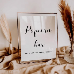 Affiche Elegant black and white Popcorn bar wedding sign