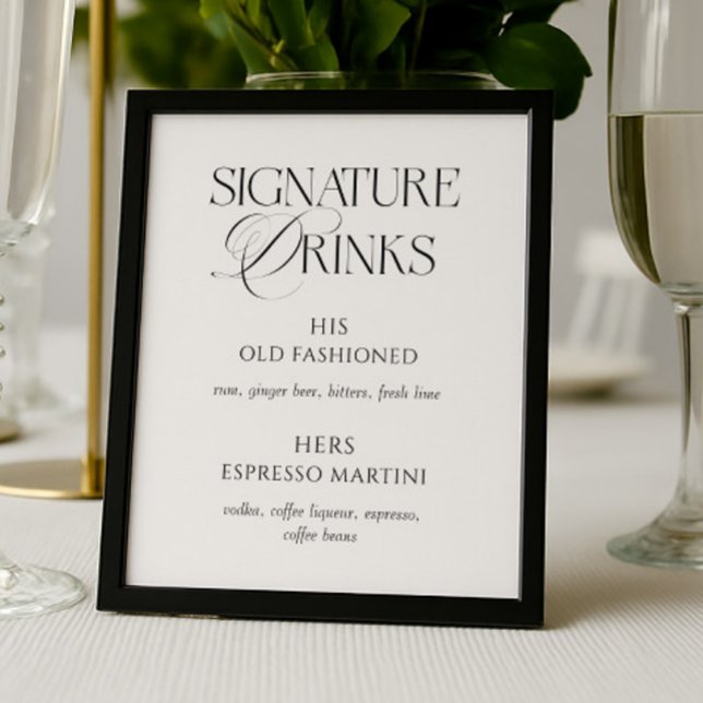 Affiche Elegant Black and White Wedding Signature Drinks (Créateur téléchargé)