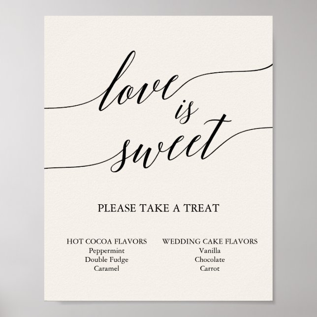 Affiche Elegant Black Calligraphy Cream Love is Sweet Sign (Devant)
