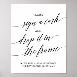 Affiche Elegant Black Calligraphy Please Sign A Cork
