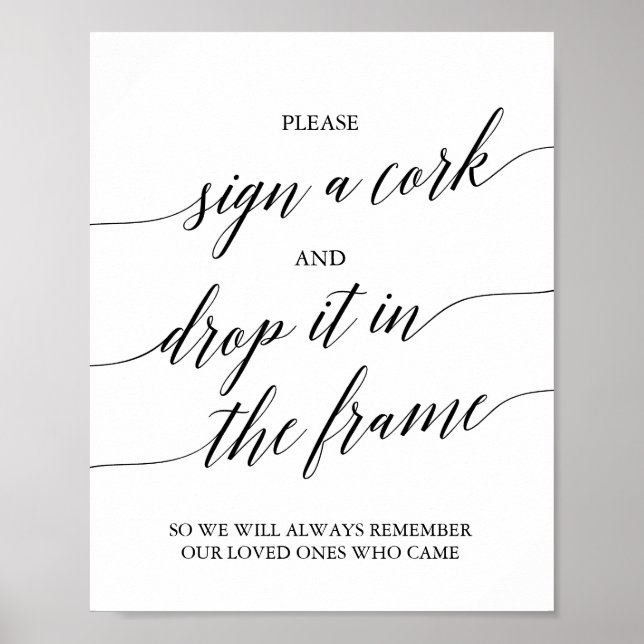 Affiche Elegant Black Calligraphy Please Sign A Cork (Devant)