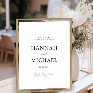 Affiche Élégant, blanc, accueil Mariage minimal