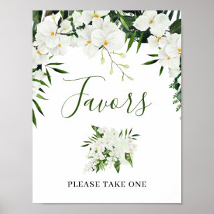Affiche Élégant blanc Orchidées Bohème Faveurs Mariage Sig