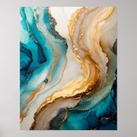 Elégant Bleu Blanc Or Chic Agate Marbre