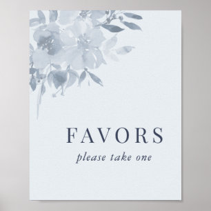 Affiche Élégant bleu bleu bleu floral Faveurs de mariage S