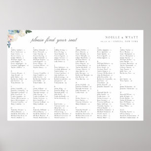 Affiche Elégant Bleu clair Mariage Plan de siège