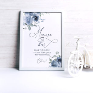 Affiche Elégant bleu Floral Mimosa Bar