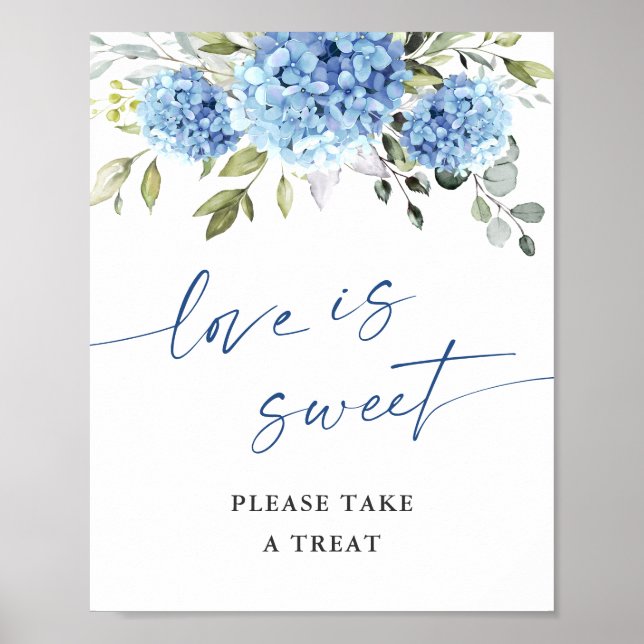 Affiche Elégant bleu Hydrangea L'amour est Mariage doux (Devant)