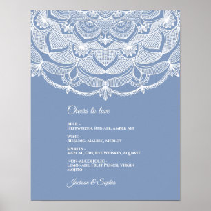Affiche Elégant bleu poussiéreux en dentelle blanche class