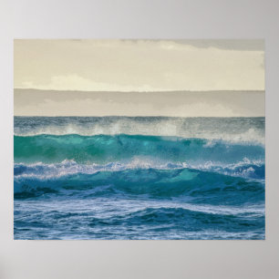Affiche Elegant Blue Ocean Waves Acrylic Artwork