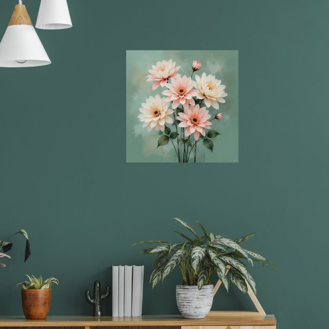 Affiche Elegant Blush Chrysanthemum Art (Salon 1)