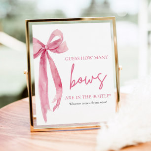 Affiche Elégant Blush Pink Bow Devine Combien De Bows Jeu