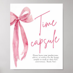 Affiche Élégant Blush Pink Bow Temps Capsule Jeu Signe