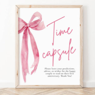 Affiche Élégant Blush Pink Bow Temps Capsule Jeu Signe