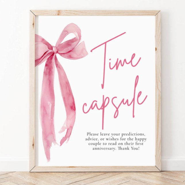 Affiche Élégant Blush Pink Bow Temps Capsule Jeu Signe (Créateur téléchargé)