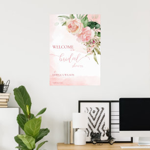 Affiche Elegant blush pink roses bridal shower welcome sig