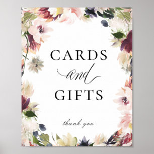 Affiche Élégant Blush Plum Floral Cartes Cadeaux Signal