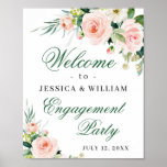 Affiche Elégant Blush Rose Fleurs Partie d'engagement<br><div class="desc">Profitez de votre dîner de répétition avec cette affiche unique en couleur blanche d'ivoire Eucalyptus Greenery. La taille par défaut est de 8 x 10 pouces, vous pouvez la changer en une taille plus grande. Pour plus de personnalisation, cliquez sur le lien "customiser plus" et utilisez notre outil de conception...</div>