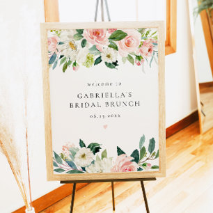 Affiche Elégant Blush rose Floral Brunch de la nuptiale Bi